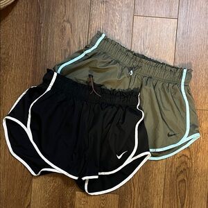 Nike Women's Black and Olive Athletic Shorts